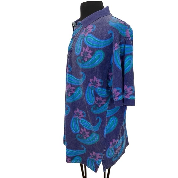 Ralph Lauren Chaps Pullover Short Sleeve Paisley Polo Shirt - Picture 2 of 7